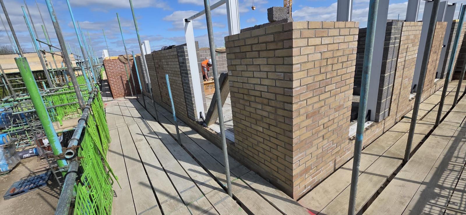 Chichester brick and blockwork piers under construction