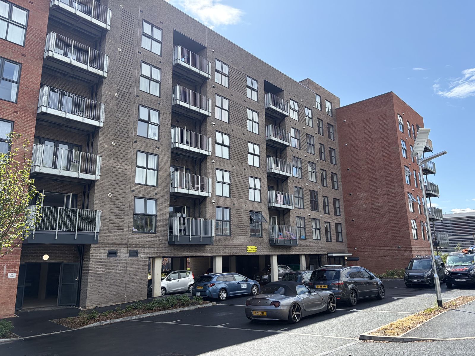 Street elevation of the completed East Point apartments