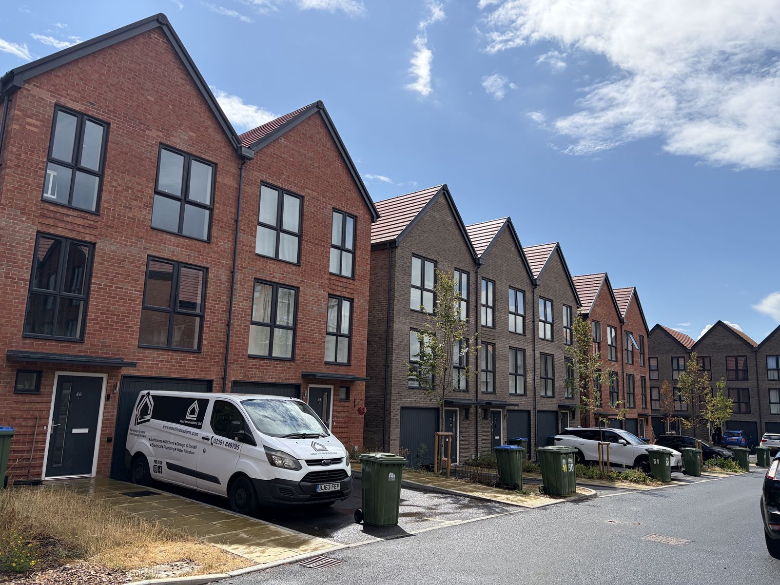 Completed red-brick townhouses at East Point