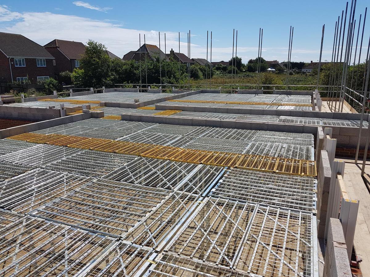 Whitehill Chase drone aerial — Rhino decking over slab foundations