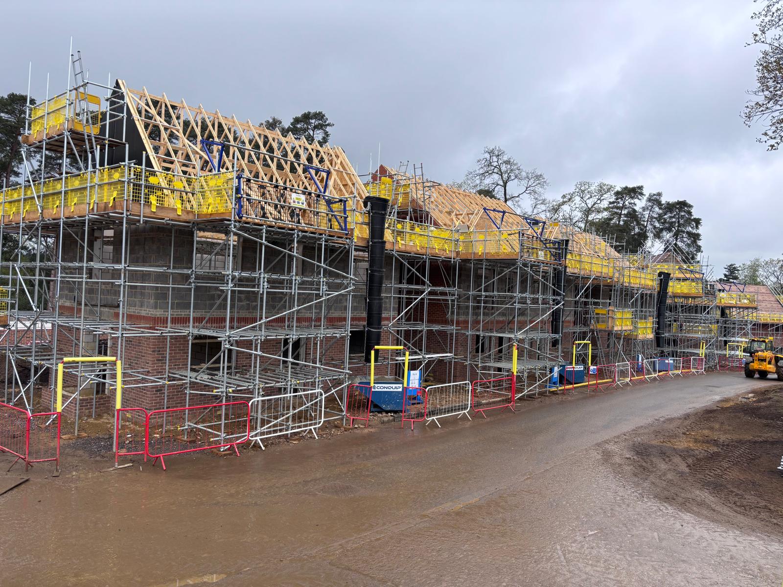Whitehill Chase scaffold and brickwork sequencing